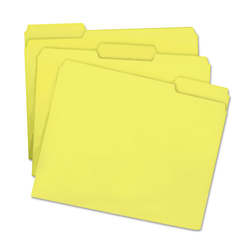 Picture of Colored File Folders, 1/3-Cut Tabs, Letter Size, Yellow, 100/Box