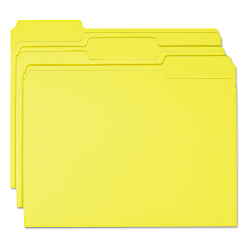 Picture of Colored File Folders, 1/3-Cut Tabs, Letter Size, Yellow, 100/Box