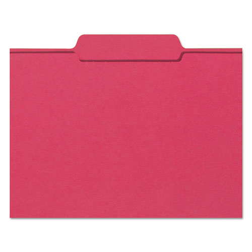 Picture of File Folders, 1/3 Cut Top Tab, Letter, Red, 100/Box