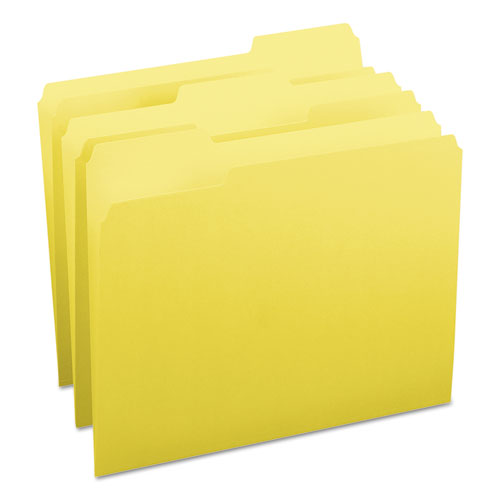 Picture of Colored File Folders, 1/3-Cut Tabs, Letter Size, Yellow, 100/Box