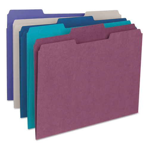 Picture of File Folders, 1/3 Cut Top Tab, Letter, Purple, 100/Box