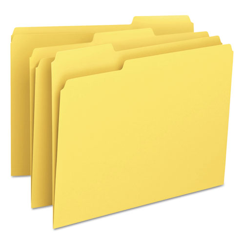 Picture of Colored File Folders, 1/3-Cut Tabs, Letter Size, Yellow, 100/Box