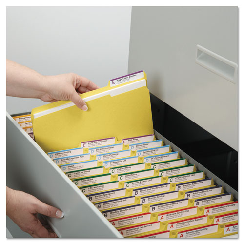 Picture of Colored File Folders, 1/3-Cut Tabs, Letter Size, Yellow, 100/Box