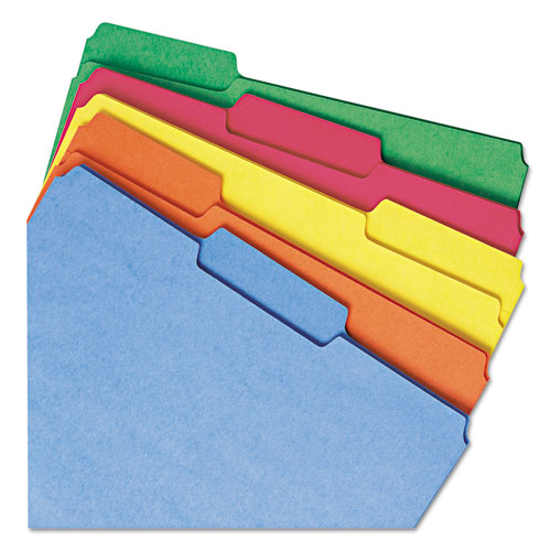 Picture of File Folders, 1/3 Cut Top Tab, Letter, Bright Assorted Colors, 100/Box