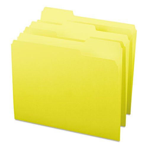 Picture of Colored File Folders, 1/3-Cut Tabs, Letter Size, Yellow, 100/Box