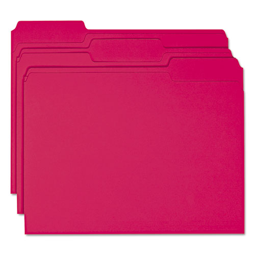 Picture of File Folders, 1/3 Cut Top Tab, Letter, Red, 100/Box