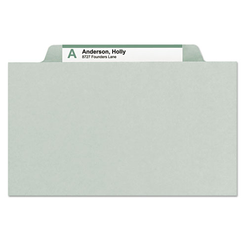 Picture of Expanding Recycled Heavy Pressboard Folders, 1/3-Cut Tabs: Assorted, Legal Size, 2" Expansion, Gray-Green, 25/Box