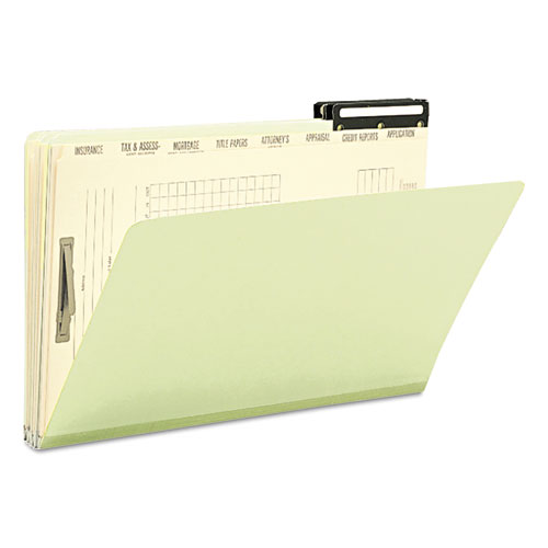 Picture of Pressboard Mortgage Folders, 1" Expansion, 8 Dividers, 1 Fastener, Legal Size, Green Exterior, 10/Box