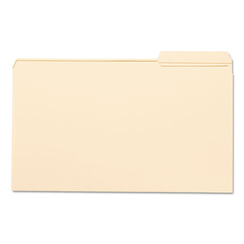 Picture of File Folder, 1/3 Cut Third Position, Reinforced Top Tab, Legal, Manila, 100/Box