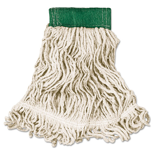 Picture of Super Stitch Looped-End Wet Mop Head, Cotton/Synthetic, Medium, Green/White