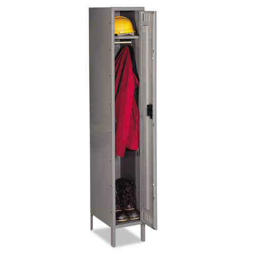 Picture of Single-Tier Locker with Legs, One Locker with Hat Shelf and Coat Rod, 12w x 18d x 78h, Medium Gray