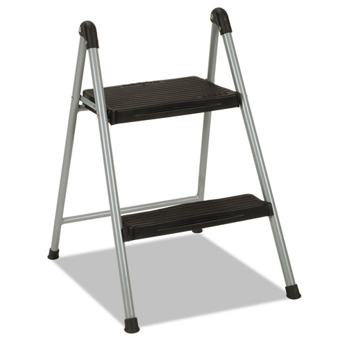Picture of Folding Step Stool, 2-Step, 200 lb Capacity, 16.9" Working Height, Platinum/Black