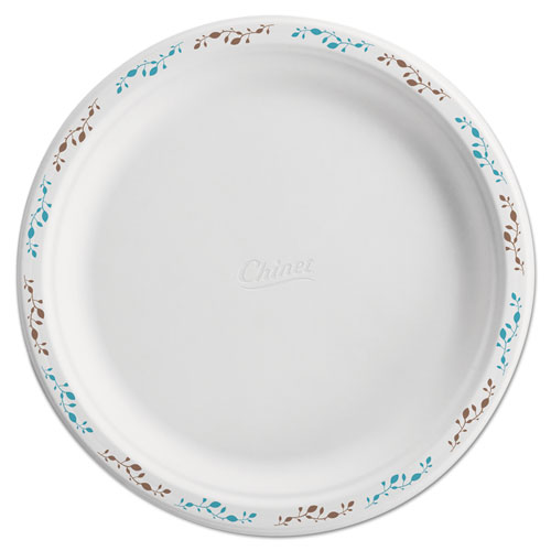 Picture of Molded Fiber Dinnerware, Plate, 10.5" dia, White, Vine Theme, 125/Pack, 4 Packs/Carton