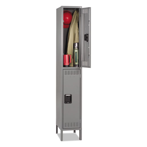 Picture of Double Tier Locker with Legs, Single Stack, 12w x 18d x 78h, Medium Gray