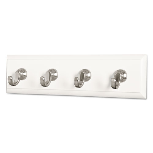 Picture of Decorative Key Rail, Plastic, Quartz/Silver, 8 x 1.5 x 2.13, 4 Hooks/Pack