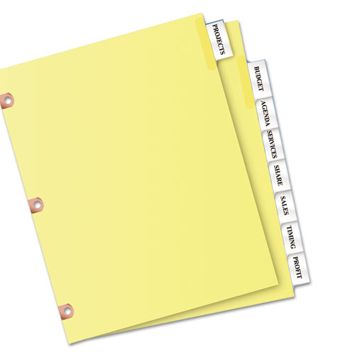 Picture of Insertable Big Tab Dividers, 8-Tab, Double-Sided Gold Edge Reinforcing, 11 x 8.5, Buff, Clear Tabs, 1 Set