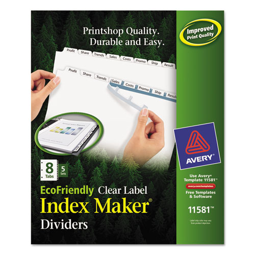 Index+Maker+Ecofriendly+Print+And+Apply+Clear+Label+Dividers+With+White+Tabs%2C+8-Tab%2C+11+X+8.5%2C+White%2C+5+Sets