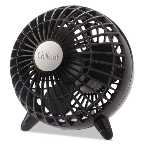 Picture of Chillout USB/AC Adapter Personal Fan, Black, 6"Diameter, 1 Speed