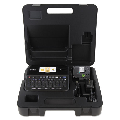 Picture of PT-D600VP PC-Connectable Label Maker with Color Display and Carry Case, 30 mm/s Print Speed, 8 x 7.63 x 3.38