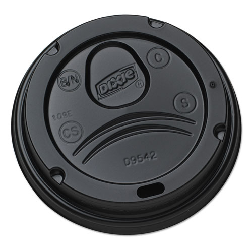 Picture of Drink-Thru Lids, Fits 10 oz to 20 oz Cups, Plastic, Black, 1,000/Carton