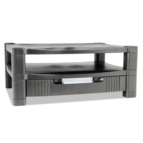 Picture of Two-Level Monitor Stand, 17" x 13.25" x 3.5" to 7", Black, Supports 50 lbs