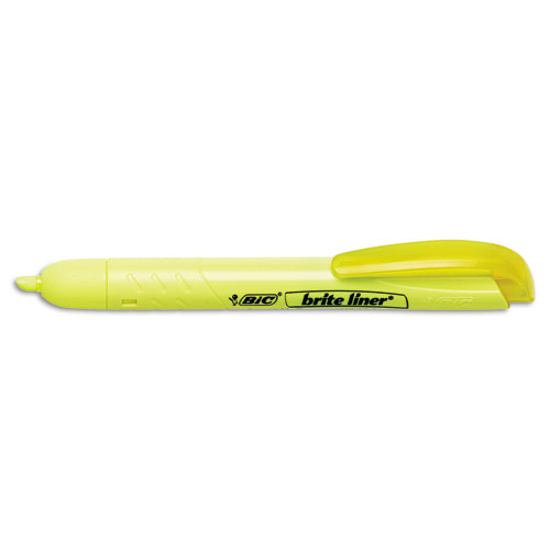 Picture of Brite Liner Retractable Highlighter, Fluorescent Yellow Ink, Chisel Tip, Yellow/Black Barrel, Dozen