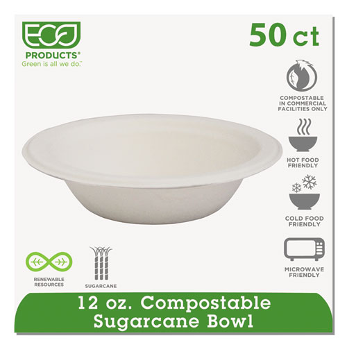 Picture of Renewable Sugarcane Bowls, 12 oz, Natural White, 50/Packs