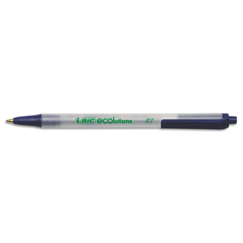 Picture of Ecolutions Clic Stic Ballpoint Pen, Retractable, Medium 1 mm, Blue Ink, Translucent Frost/Blue Barrel, Dozen