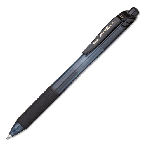 Picture of EnerGel-X Gel Pen, Retractable, Medium 0.7 mm, Black Ink, Smoke/Black Barrel, 24/Pack