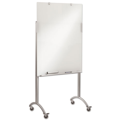 Picture of Clarity Mobile Easel with Integrated Glass Marker Board, 36" x 48", White Surface, Powder-Coated Steel Frame