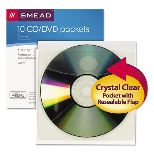 Picture of Self-Adhesive CD/Diskette Pockets, Clear, 10/Pack