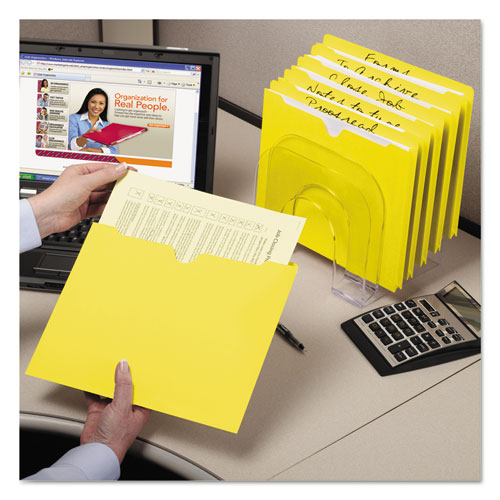 Picture of Colored File Jackets with Reinforced Double-Ply Tab, Straight Tab, Letter Size, Yellow, 100/Box