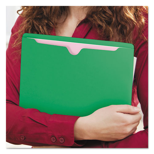 Picture of Colored File Jackets with Reinforced Double-Ply Tab, Straight Tab, Letter Size, Green, 100/Box