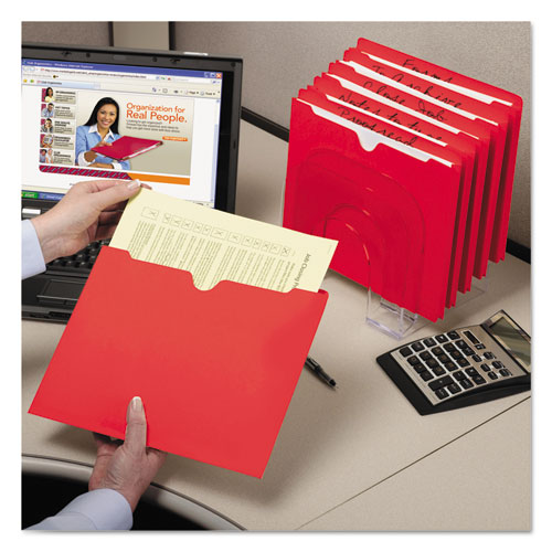 Picture of Colored File Jackets with Reinforced Double-Ply Tab, Straight Tab, Letter Size, Red, 100/Box