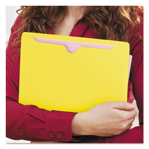 Picture of Colored File Jackets with Reinforced Double-Ply Tab, Straight Tab, Letter Size, Yellow, 100/Box