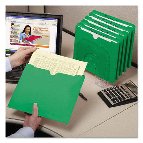 Picture of Colored File Jackets with Reinforced Double-Ply Tab, Straight Tab, Letter Size, Green, 100/Box