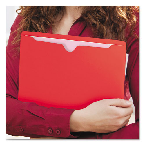 Picture of Colored File Jackets with Reinforced Double-Ply Tab, Straight Tab, Letter Size, Red, 100/Box