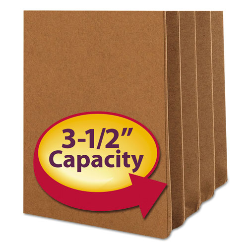 Picture of Redrope Drop Front File Pockets with 2/5-Cut Guide Height Tabs, 3.5" Expansion, Legal Size, Redrope, 25/Box