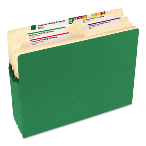 Picture of Colored File Pockets, 3.5" Expansion, Letter Size, Green