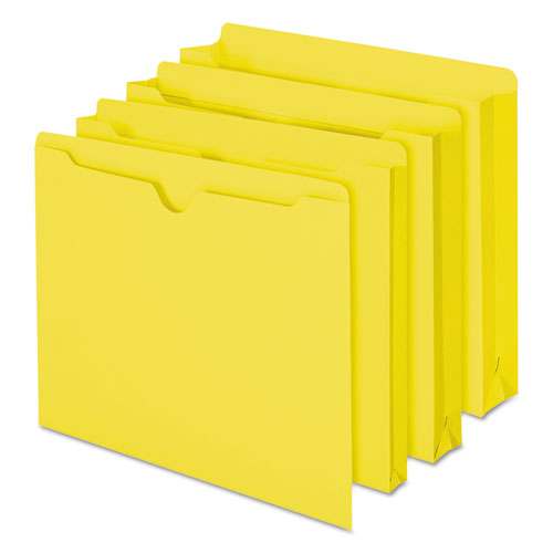 Picture of Colored File Jackets with Reinforced Double-Ply Tab, Straight Tab, Letter Size, Yellow, 100/Box