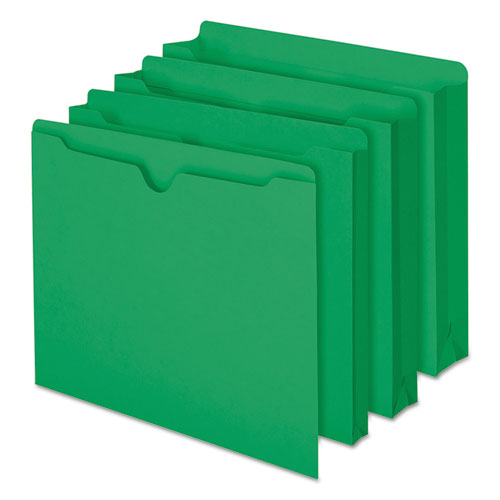 Picture of Colored File Jackets with Reinforced Double-Ply Tab, Straight Tab, Letter Size, Green, 100/Box