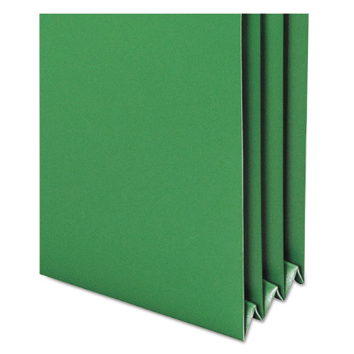 Picture of Poly Drop Front File Pockets, 3.5" Expansion, Letter Size, Assorted Colors, 4/Box