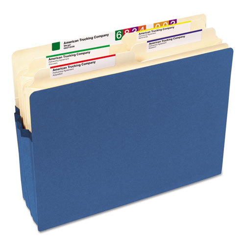 Picture of Colored File Pockets, 3.5" Expansion, Letter Size, Blue