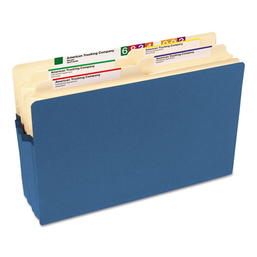 Picture of Colored File Pockets, 3.5" Expansion, Legal Size, Blue