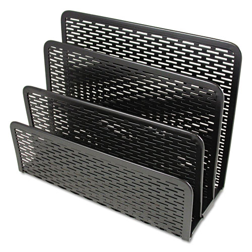 Picture of Urban Collection Punched Metal Letter Sorter, 3 Sections, DL to A6 Size Files, 6.5" x 3.25" x 5.5", Black