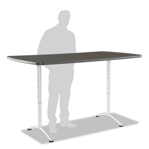 Picture of ARC Adjustable-Height Table, Rectangular, 36" x 72" x 30" to 42", Graphite Top, Silver Base