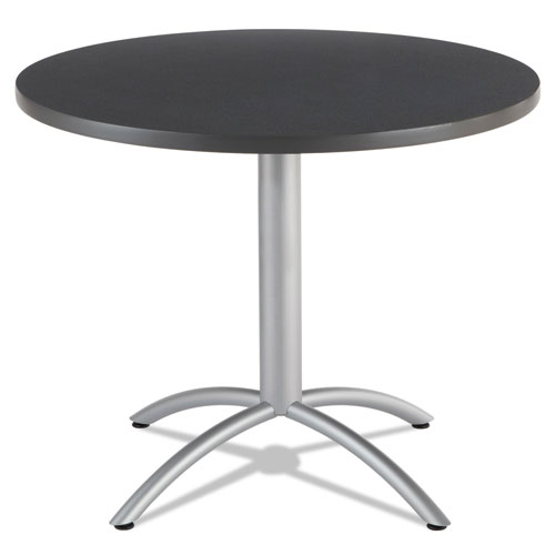 Picture of CafeWorks Table, Cafe-Height, Round, 36" x 30", Graphite Granite Top, Silver Base