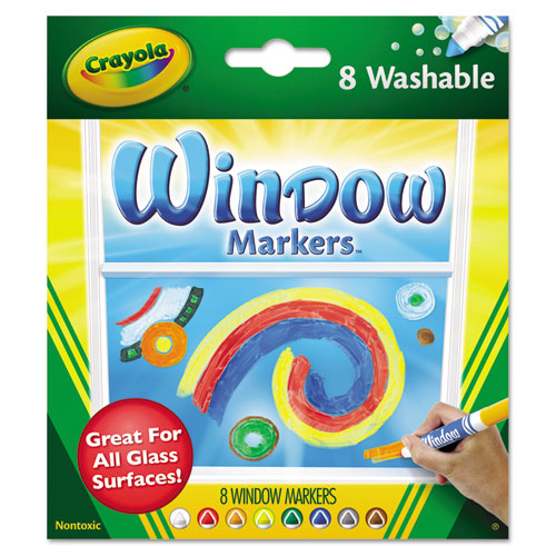 Picture of Washable Window FX Marker, Broad Bullet Tip, Assorted Colors, 8/Pack