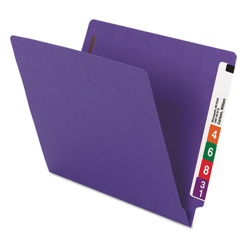 Picture of WaterShed CutLess End Tab Fastener Folders, 0.75" Expansion, 2 Fasteners, Letter Size, Purple Exterior, 50/Box