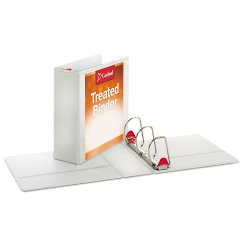 Picture of Treated ClearVue Locking Slant-D Ring Binder, 3 Rings, 4" Capacity, 11 x 8.5, White